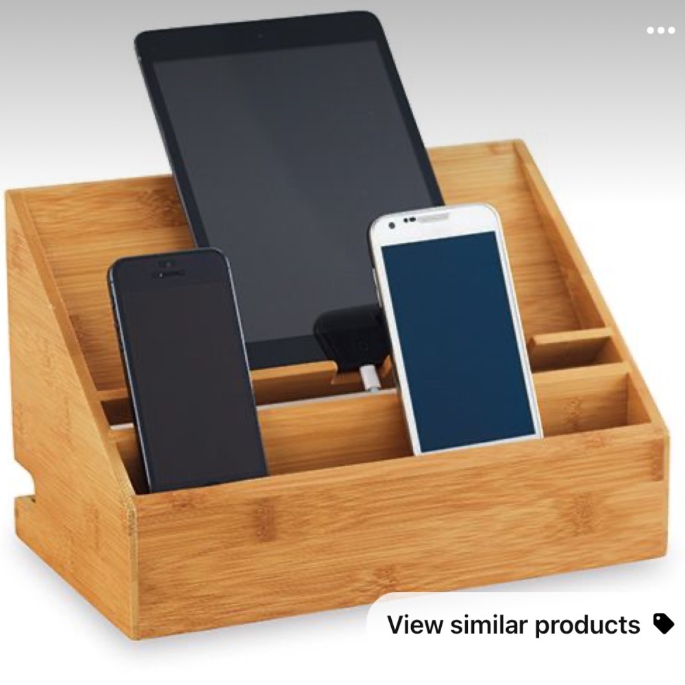 Pampered Chef bamboo charging station organizer